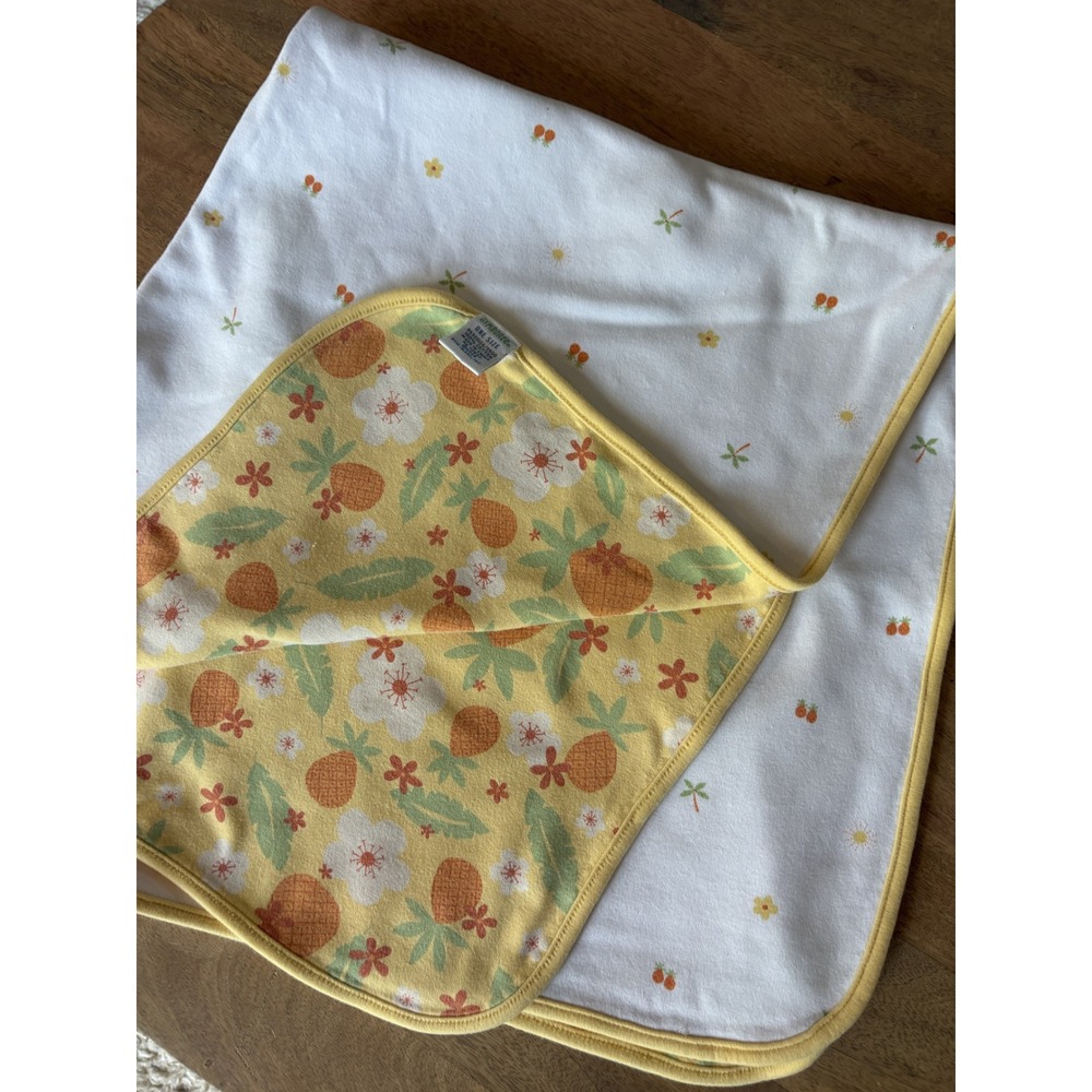 Gymboree Pina Colada Baby Blanket Pineapple Flower Palm Tree Orange Yellow 2003